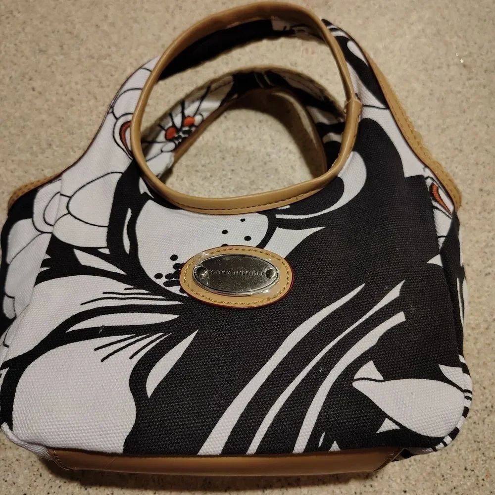 Tommy Hilfiger Black and White Patterned Mini Bag